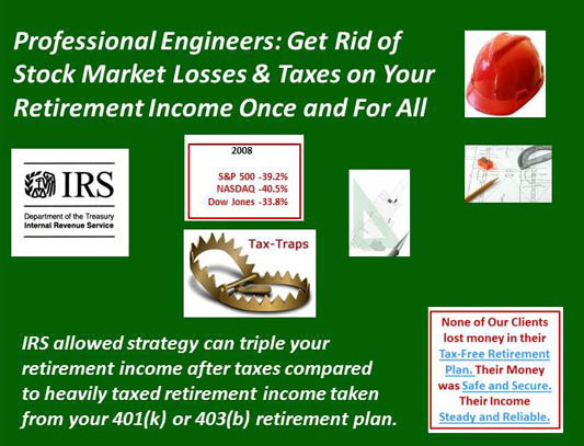 Professional Engineers get rid of stock market losses & taxes on your retirement income once and for all
